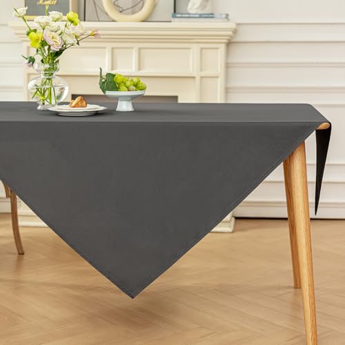 Moonooda Tischdecke Dunkelgrau Waschbar, 100X100cm Tischdecken Tischtuch aus Polyester, Leicht wasserabweisend mit Lotuseffekt, Dauerhaft Kratzfest für Haus, Hochzeiten, Party von Moonooda