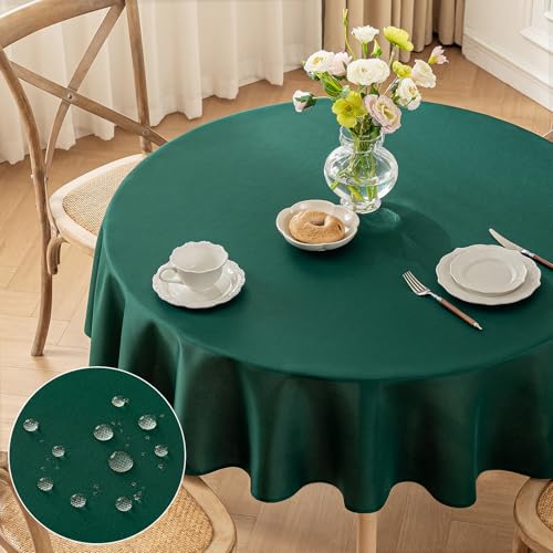 Moonooda Tischdecke Rund Grün, Φ120cm Tischdecken Waschbar Tischtuch aus Polyester, Leicht wasserabweisend mit Lotuseffekt, Dauerhaft Kratzfest für Haus, Hochzeiten, Party von Moonooda