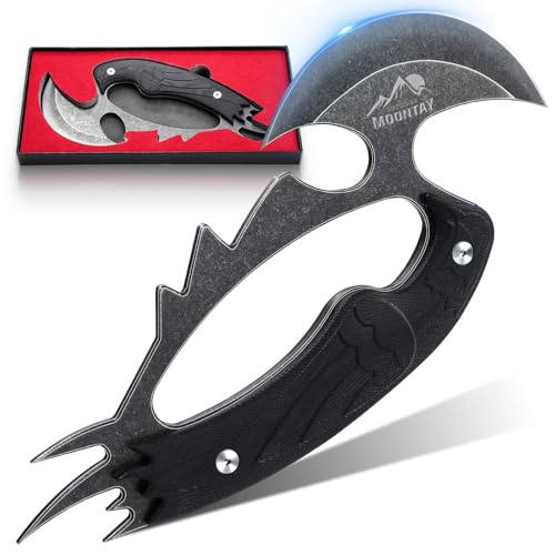 Moontay Outdoor Messer Survival aus D2 Edelstahl Jagdmesser Feststehende Klinge Jagdmesser mit Full Tang G10 Griff Scharf Survival Messer für Wandern Bushcraft Camping Geschenk für Männer von Moontay