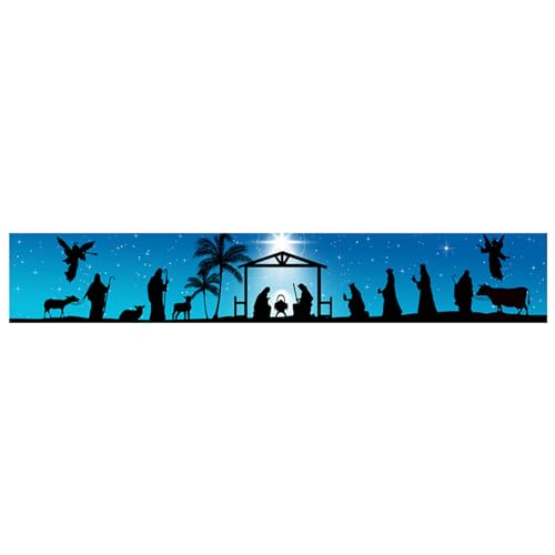 Moonyan Weihnachtshof-Banner-Dekoration, Krippen-Banner-Dekoration, hängender Stoff, Weihnachtsbanner-Silhouette, Frohe Weihnachten, Krippen-Banner-Dekoration, hängender Stoff von Moonyan