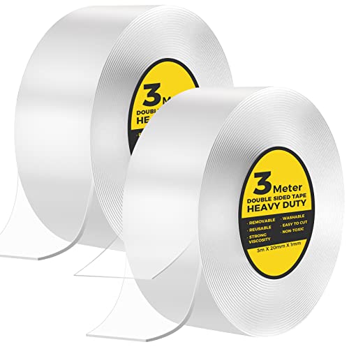 6M Doppelseitiges Klebeband Extra Stark Transparent Ablösbar Beidseitiges Klebeband Doppelseitig Klebepads Dünn Nano Gel Klebeband Double Sided Tape Klebestreifen Doppelklebeband für Teppich, Fotowand von MooonGem