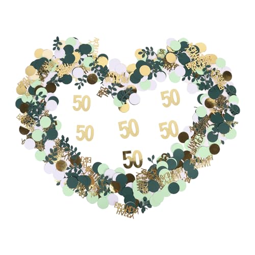 Moorle Birthday Grün Gold Konfetti, 200 Stück Tischdeko 50, 50. Geburtstag Deko Confetti,Konfetti Streudeko Geburtstag, Deko 50 Geburtstag für Mann Frau von Moorle