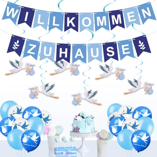 Moorle Willkommen Zuhause Baby , Storch Geburt für Draussen, Welcome Home Baby Balloons, Herzlich Willkommen Girlande, Wilkommensdeko Zuhause - & Kleinkinderzimmer Home Deko Herzlich Willkommen von Moorle