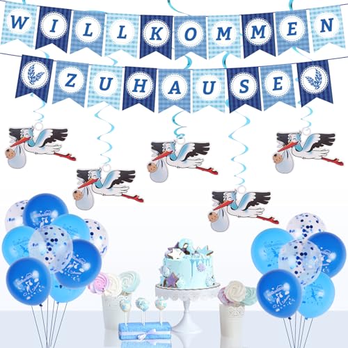 Moorle Willkommen Zuhause Baby , Storch Geburt für Draussen, Welcome Home Baby Balloons, Herzlich Willkommen Girlande, Wilkommensdeko Zuhause - & Kleinkinderzimmer Home Deko Herzlich Willkommen von Moorle