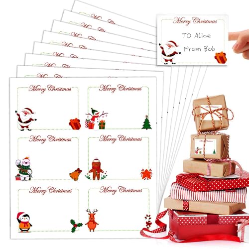 120 Stück Weihnachtsaufkleber Selbstklebend, Beschreibbar Weihnachtsaufkleber zum Beschriften, Christmas Geschenkaufkleber, Weihnachtssticker, für Umschlag, Geschenktüten, Weihnachtskarten von Moosono