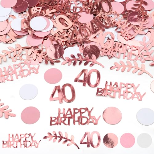 200 Stück Konfetti Geburtstag Tischdeko Geburtstag Rosa，Konfetti 40 Geburtstag Deko, Happy Birthday Streudeko Geburtstag Rosa, Deko Geburtstag für Geburtstag Party von Moosono