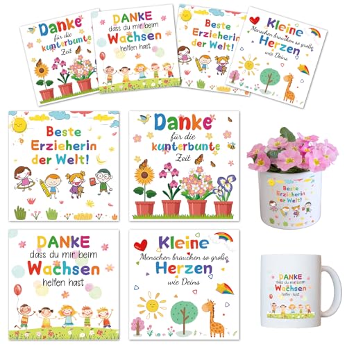 8 Aufkleber für Blumentopf Danke Erzieherin, Abschiedsgeschenk Erzieherin, Dass Du mir Beim Wachsen Geholfen Hast, Abschiedsgeschenk Kindergarten Blumentopf Dankesaufkleber Danke für Kindergarten von Moosono