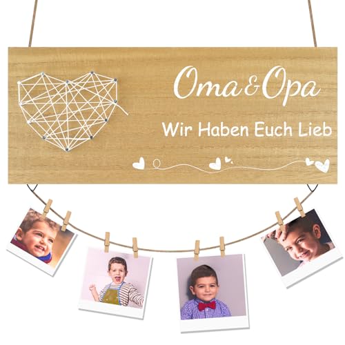 Bilderrahmen Oma, Herzform Oma Geschenke, Hängender Holzschild Mit Spruch, Fotoseil Und Holz Klammern, für Heimdekoration, Muttertag, Geburtstag, oder Weihnachten von Moosono