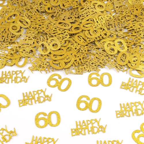 Konfetti Tischdeko Geburtstag 60 Partydekorationen Happy Birthday Konfetti Gold 200 Stück Streudeko 60 Geburtstag für Mann und Frau von Moosono