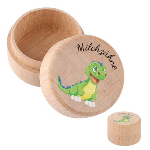 Moosono Milchzähne Zahndose Milchzahndose Geschenkideen zu Taufe und Geburtstag für Jungen Mädchen Zahndose Geschenke für Neue Eltern (Dinosaurier) von Moosono