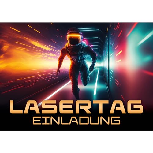 Moosthaler 12x Lasertag Einladungskarten Kindergeburtstag - Einladung zum Geburtstag für Jungs und Mädchen - Einladungskarten Geburtstag - Laser Tag Party Geburtstagseinladungen von Moosthaler