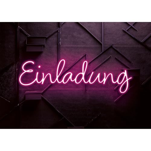 Moosthaler 12x Neon Einladungskarten Kindergeburtstag Mädchen - Stylishe Einladung zum Geburtstag im Neon Schriftzug Stil - Einladungskarten Geburtstag - Party Geburtstagseinladungen von Moosthaler