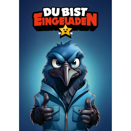 Moosthaler Rabe Gaming Einladungskarten Kindergeburtstag Junge und Mädchen - Coole Raben Geburtstagseinladungen Jungen - Einladungskarten Kindergeburtstag Mädchen - Einladung Gaming-Party von Moosthaler