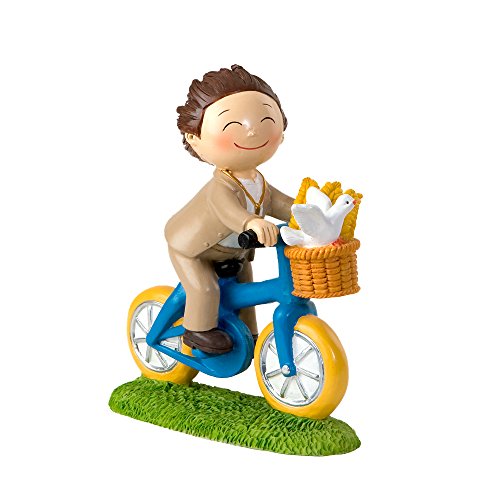 Mopec Kuchenfigur für Kinder auf dem Fahrrad, Polyresin, braun, 4.09x13.7x16 cm von Mopec