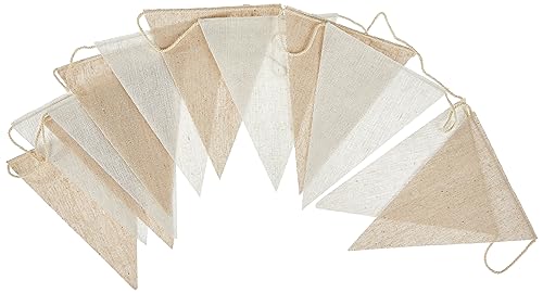 Mopec A183 Packung mit 2 Girlanden à 180 cm mit 12 Fahnen je 16 x 12 x 3 cm, Stoff, Beige, Textur, 16x12x3 cm, 2 von Mopec