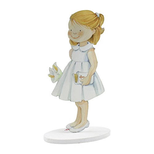 Mopec Pack Pastell-Figur Kommunion Mädchen mit eloxiertem Regenbogen, Metall, Weiß, 4.2 x 8.5 x 16 cm, 2 Stück von Mopec