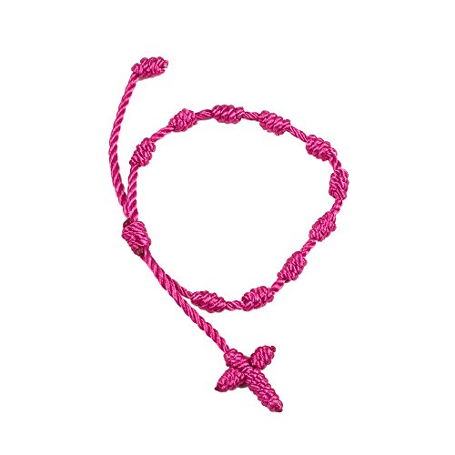 Mopec k1.34 – Armband – Rosenkranz mit Kreuz Makramee-Fuchsia, 10-er Pack von Mopec