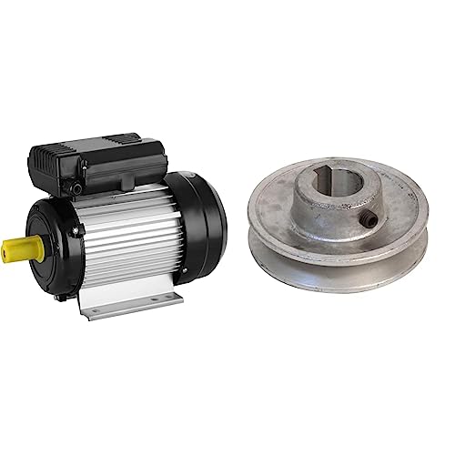 Mophorn 2,2kW Motor für Luft-Kompressor 230V Flüsterkompressor 2-pol. Einphasenmotor 3HP Elektromotor 2900 U/min & Fartools 117245 Aluminium-Riemenscheibe, Durchmesser 80 mm, Bohrung 24 mm von Mophorn