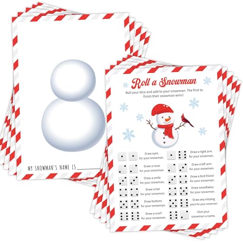 Mopwe Roll a Schneemann-Spiel, Würfelspiele für Familien, Weihnachtskartenspiel, Weihnachtsspiele für Familienfeier, Weihnachtsgeschenke, Zubehör für Weihnachtsfest-Aktivität, 25 von Mopwe