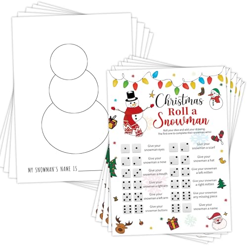 Mopwe Roll a Schneemann-Spiel, Würfelspiele für Familien, Weihnachtskartenspiel, Weihnachtsspiele für Familienfeier, Weihnachtsgeschenke, Zubehör für Weihnachtsfest-Aktivität, 25 von Mopwe