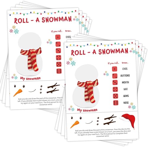 Mopwe Roll a Schneemann-Spiel, Würfelspiele für Familien, Weihnachtskartenspiel, Weihnachtsspiele für Familienfeier, Weihnachtsgeschenke, Zubehör für Weihnachtsfest-Aktivität, 25 von Mopwe