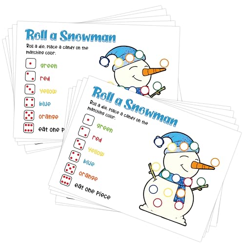 Roll a Schneemann-Spiel, Weihnachts-Süßigkeiten-Spiel, Weihnachtskartenspiel, Würfelspiele für Familien, Weihnachtsgeschenke, Weihnachtsgeschenke, Weihnachtsgeschenke, Zubehör für von Mopwe