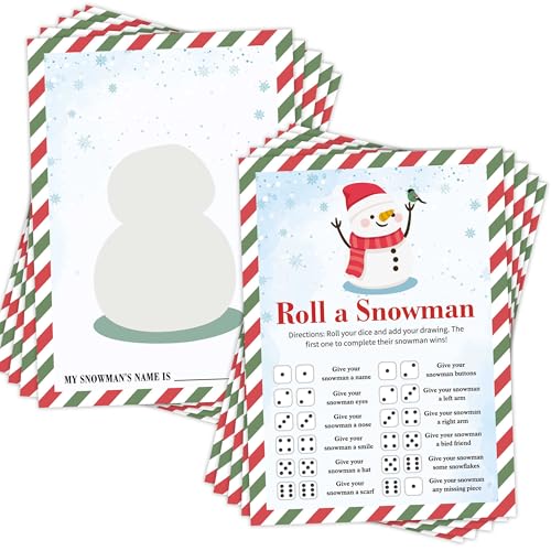 Roll a Schneemann-Spiel, Würfelspiele für Familien, Weihnachtskartenspiel, Weihnachtsspiele für Familienfeier, Weihnachtsgeschenke, Weihnachtsgeschenke, Weihnachtsgeschenke, Zubehör für von Mopwe