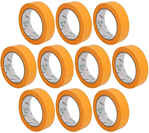 MorNon 10x Rollen Goldband Klebeband 30mm x 50m Entfernbar Kreppband Malerband Rückstandfrei für Automotive Dekoration Malerarbeiten ohne Lösungsmittel Malerkreppband Maler Schmal von MorNon