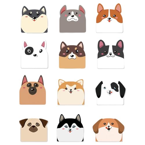 12x/Set Tier Notizblock Cartoon Hunde Haftnotizen Lustig Klein Sticky Pad Selbstklebend Sticky Memos Pad für Büro von Morain