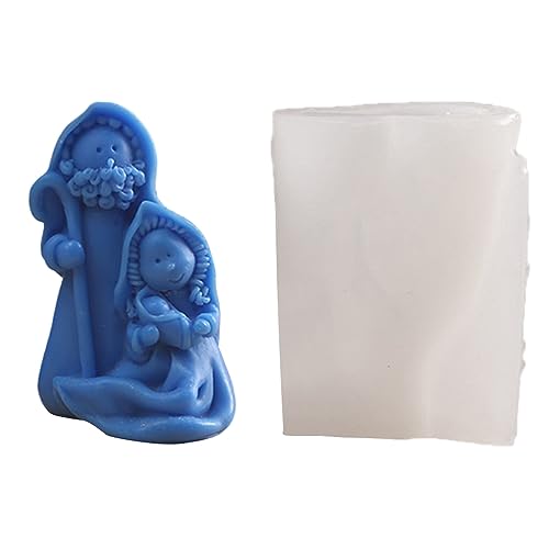 Morain Religion Krippenstatue Silikonform Kerze Gips Epoxidharz Gießform Desktop von Morain