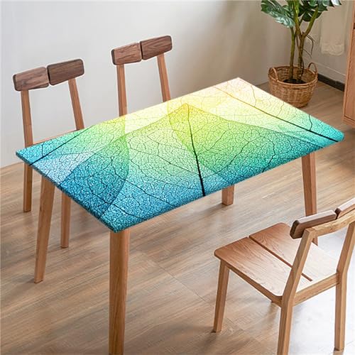 Morbuy 3D Rechteckige Elastische Tischdecke, Rechteckig Tischdecke mit Gummizug Spanntischdecke Gartentischdecke für Picknick Camping Partys (Weinleseblatt 8,4FT/122x61cm) von Morbuy