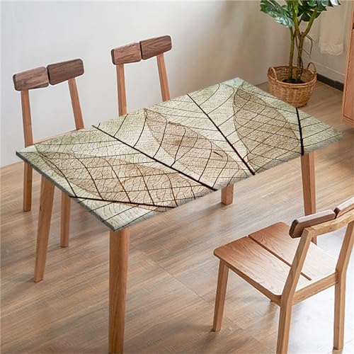 Morbuy 3D Rechteckige Elastische Tischdecke, Rechteckig Tischdecke mit Gummizug Spanntischdecke Gartentischdecke für Picknick Camping Partys (Weinleseblatt 9,4.9FT/180x140cm) von Morbuy