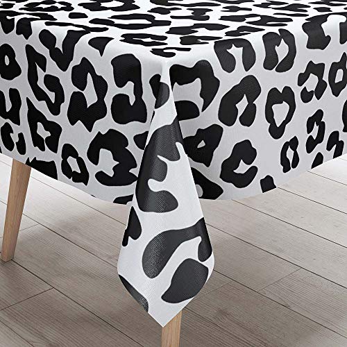 Morbuy 3D Tarnung Drucken Tischdecke Abwaschbar für Speisetisch, Wasserabweisend Abwischbar Küchentischabdeckung Tischtuch Fleckschutz Pflegeleicht (140x180cm,Leopard White) von Morbuy