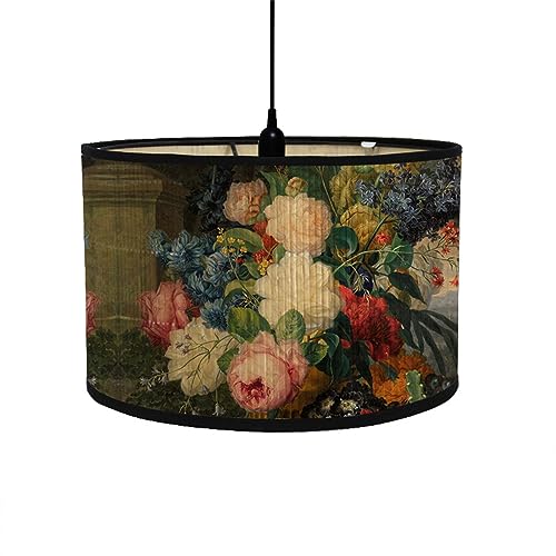 Morbuy Bambus Lampenschirm für Tischlampe, Blumen Vintage Stil Durchmesser 30cm Tischlampenschirm Holz Stehlampenschirme für Deckenleuchte Pendelleuchte Wandleuchte Dekoration (Pfingstrosenblume) von Morbuy