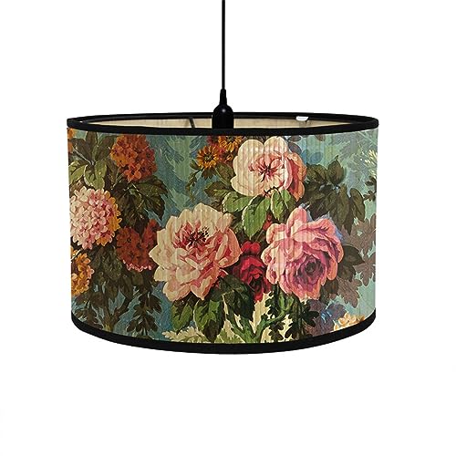 Morbuy Bambus Lampenschirm für Tischlampe, Blumen Vintage Stil Durchmesser 30cm Tischlampenschirm Holz Stehlampenschirme für Deckenleuchte Pendelleuchte Wandleuchte Dekoration (Rosenblume) von Morbuy