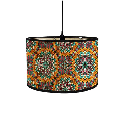 Morbuy Bambus Lampenschirm für Tischlampe, Mandala Stil Vintage Stil Durchmesser 30cm Tischlampenschirm Holz Stehlampenschirme für Deckenleuchte Stehlampe Wandleuchte Dekoration (Lotus Blume) von Morbuy