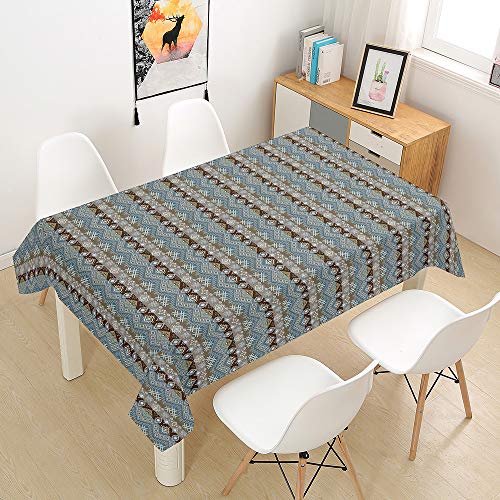 Morbuy Böhmen Tischdecke Abwaschbar, 3D Tischtuch Rechteckig Tischwäsche Gartentischdecke Outdoor Tischdekoration Wasserdicht Polyester Ölfest Pflegeleicht (60x60cm,Hellblau) von Morbuy