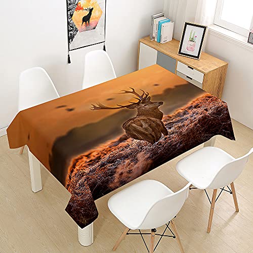 Morbuy Elch Hirsch Tier Drucken Tischdecke Abwaschbar für Speisetisch, Wasserabweisend Fleckschutz Abwischbar Lotuseffekt Quadrat Küchentischabdeckung Tischtuch (90x90cm,Orange) von Morbuy