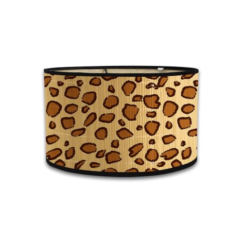 Morbuy Lampenschirm für Tischlampe, 30cm Drum Lampenschirm aus Bambus mit Tiermuster für Wohnzimmer Schlafzimmer Stehlampe Nachttischlampe Deckenleuchte Pendelleuchte (Leopard 1) von Morbuy