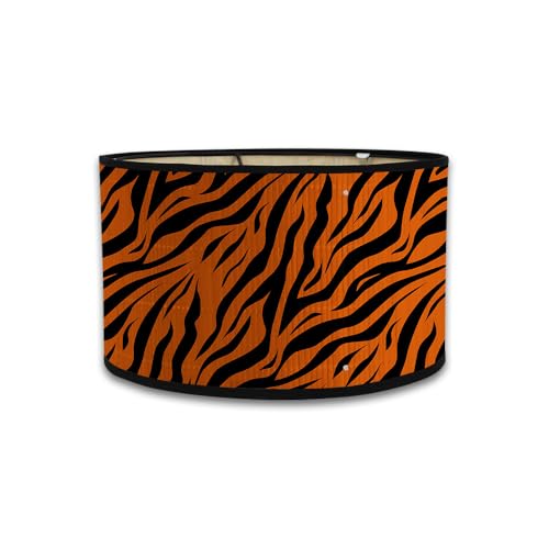 Morbuy Lampenschirm für Tischlampe, 30cm Drum Lampenschirm aus Bambus mit Tiermuster für Wohnzimmer Schlafzimmer Stehlampe Nachttischlampe Deckenleuchte Pendelleuchte (Tiger) von Morbuy