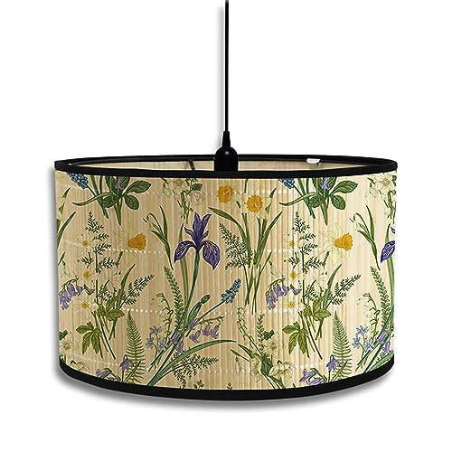 Morbuy Lampenschirm für Tischlampe, Blume Elegant Druck Tischlampenschirm Stoffschirm Lampe Stehlampenschirme Textilschirm für Pendelleuchte Wandleuchte Stehlampe Deckenleuchte (Lavendel) von Morbuy