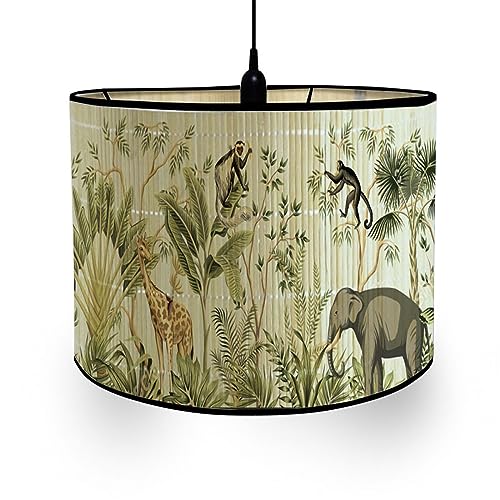 Morbuy Lampenschirm für Tischlampe, Tropenwald Druck Tischlampenschirm Stoffschirm Lampe Stehlampenschirme Textilschirm für Pendelleuchte Wandleuchte Stehlampe Deckenleuchte Dekoration (Giraffe) von Morbuy