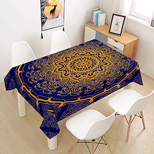 Morbuy Mandala Tischdecke Abwaschbar Tischtuch Rechteckig Tischwäsche Gartentischdecke Outdoor Tischdekoration Wasserdicht Polyester Ölfest Pflegeleicht (100x140cm,Lila Totem) von Morbuy