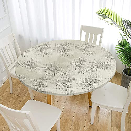 Morbuy Rund Tischdecke Elastisch, Graffiti Rund Tischdecken Wasserdicht Lotuseffekt Abwaschbar Abwischbar Tischtuch für Garten Outdoor Küchentisch (Für Tisch 120-140 cm,Khaki) von Morbuy