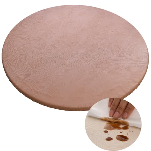 Morbuy Tischdecke Rund Outdoor 100 cm, Plastik Tischdecke Abwaschbar Kaffee Wachstuch tischdecke Wetterfest Klein Table Cloth für Küche, Garten, Außenbereich(für Tische von 85 bis 90 cm) von Morbuy