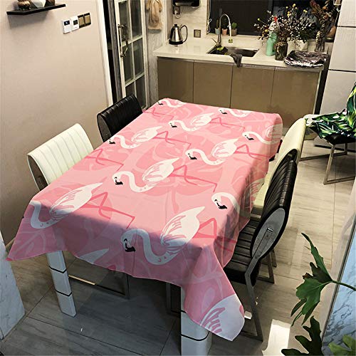 Morbuy Tischdecke 3D Flamingo Druck - Tischdecken Wasserdicht Lotuseffekt Abwischbar Abwaschbar Rechteckig Quadratisch Tischtuch für Dekoration Küche Garten Outdoor (140x160cm,Rosa Monstera) von Morbuy