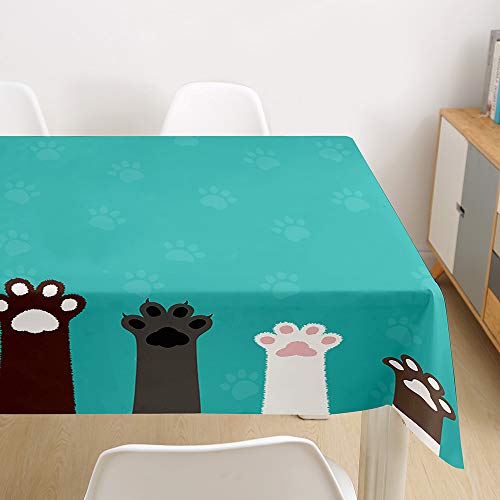 Morbuy Tischdecke Abwaschbar, 3D Katze Drucken Tischtuch Rechteckig Tischwäsche Gartentischdecke Outdoor Tischdekoration Wasserdicht Polyester Ölfest Pflegeleicht (90x90cm,Katzenpfote) von Morbuy