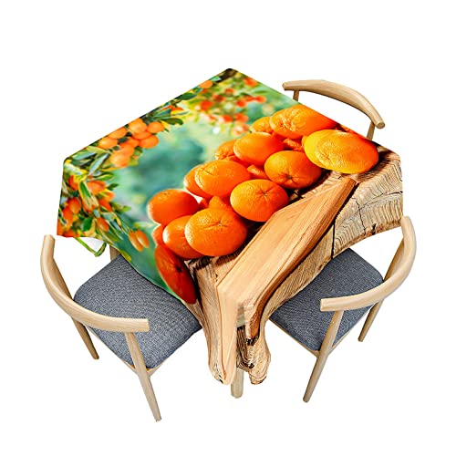 Morbuy Tischdecke Abwaschbar Quadratisch, 3D Mandarine Muster Wasserdicht Tischdecken Küchentischdecke Fleckschutz Abwischbar Tischtuch für Restaurant Garten Party (60x60cm,Orange Mandarinen) von Morbuy