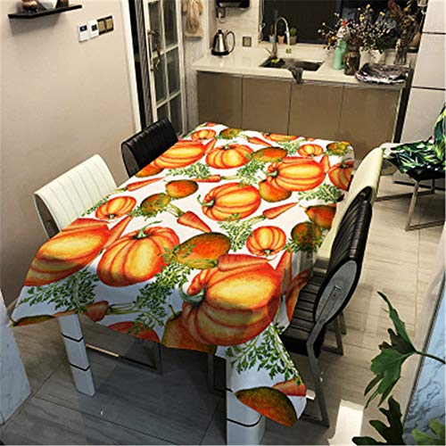 Morbuy Tischdecke Abwaschbar für Speisetisch, 3D Obst Wasserabweisend Abwischbar Quadrat Küchentischabdeckung Tischtuch Fleckschutz Pflegeleicht Schmutzabweisend (140x160cm,Kürbis) von Morbuy