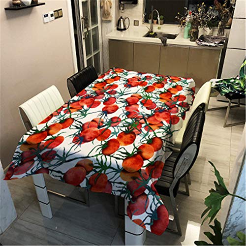 Morbuy Tischdecke Abwaschbar für Speisetisch, 3D Obst Wasserabweisend Abwischbar Quadrat Küchentischabdeckung Tischtuch Fleckschutz Pflegeleicht Schmutzabweisend (140x160cm,Rote Tomaten) von Morbuy